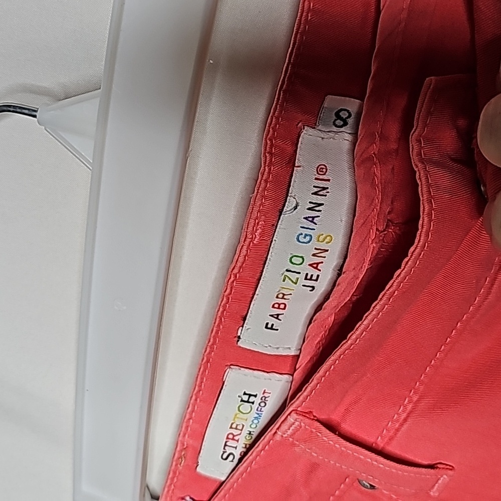 Fabrizio Gianni cotton twill stretch straight leg melon pink comfort pants sz 8 - Picture 5 of 7